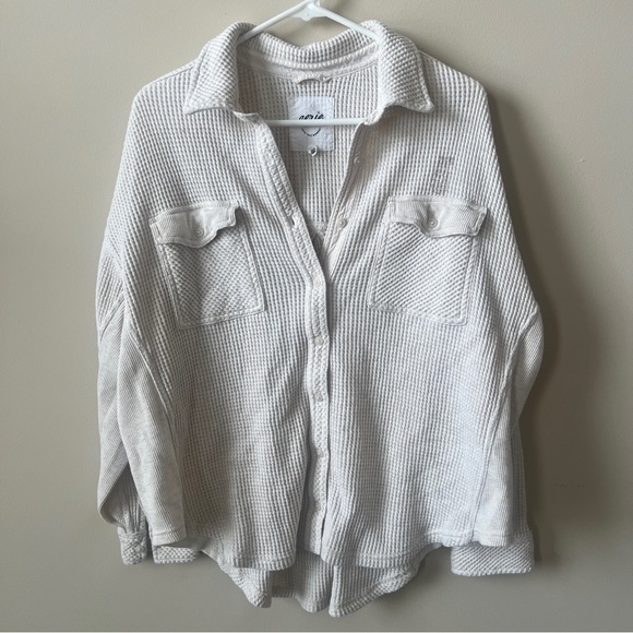 Aerie Waffle Button-Up Shirt - Picture 1 of 5